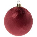 Floristik24 Large red velvet-look Christmas bauble, 20cm, 3 pieces
