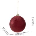 Large red velvet-look Christmas bauble, 20cm, 3 pieces | Floristik24.ie