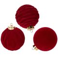 Floristik24 Christmas bauble, velvety surface, red, 8cm, 12 pieces