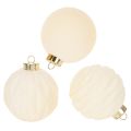 Floristik24 Christmas bauble ornament in white, mixed textures, 8cm, 12 pieces