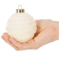Christmas bauble ornament in white, mixed textures, 8cm, 12 pieces | Floristik24.ie