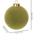 Christmas tree bauble, velvet look, green, textured mix, 8cm, 12 pieces. Christmas bauble, flocked moss green, plastic baubles, moss green flocked. Cotton cords included for each bauble. | Floristik24.ie