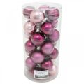 Floristik24 Mini tree balls, Christmas ball mix, Christmas tree pendant violet H4.5cm Ø4cm real glass 24pcs