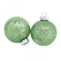 Floristik24 Christmas ball, Christmas tree decorations, glass ball green marbled H6.5cm Ø6cm real glass 24pcs