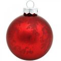 Floristik24 Christmas tree ball, tree pendant, Christmas ball red marbled H6.5cm Ø6cm real glass 24pcs