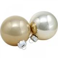 Floristik24 Christmas ball, Christmas tree decorations, glass ball white / mother-of-pearl H6.5cm Ø6cm real glass 24pcs
