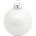 Floristik24 Snow globe, tree pendant, Christmas tree decorations, winter decoration white H6.5cm Ø6cm real glass 24pcs