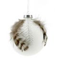 Floristik24 Christmas ball with feather decoration white Ø8cm 4pcs
