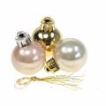 Floristik24 Christmas tree decorations Christmas balls gold, white, pink 3cm 14pcs