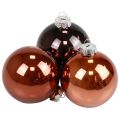 Floristik24 Christmas balls glass brown mix tree balls glossy Ø7.5cm 12 pieces