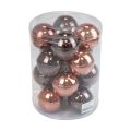 Christmas balls glass brown mix tree balls gloss Ø7.5cm 12pcs | Floristik24.ie
