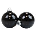 Floristik24 Christmas balls glass black tree balls glossy Ø7.5cm 12 pieces