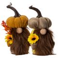 Floristik24 Autumn figurine pumpkin gnome with sunflower and beard 16cm 2pcs