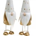 Floristik24 Gnome decoration figure Christmas white, gold 6.5cm H28cm 2pcs
