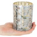 Glass lantern with branch design, gold interior, 12cm | Floristik24.ie