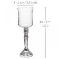 Floristik24 Lantern glass candle glass antique look clear, silver Ø11.5cm H34.5cm