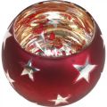 Floristik24 Lantern glass tealight glass with stars red Ø9cm H7cm
