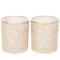 Floristik24 Lantern Glass Tea Light Holder Paisley Pattern Ø8cm H9cm 2pcs