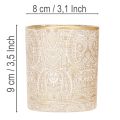 Lantern Glass Tea Light Holder Paisley Pattern Ø8cm H9cm 2pcs | Floristik24.ie