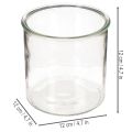 Glass tealight holder, round, clear glass, versatile, 12cm, 2 pieces | Floristik24.ie