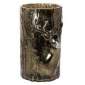 Floristik24 Glass tealight holder with deer head and tree reliefs, winter decoration, 26cm