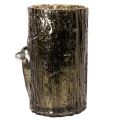 Glass tealight holder with deer head and tree reliefs, winter decoration, 26cm | Floristik24.ie