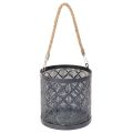 Floristik24 Lantern metal decoration Lantern with handle and glass Anthracite Ø16cm 2pcs