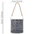 Lantern metal decoration Lantern with handle and glass Anthracite Ø16cm 2pcs | Floristik24.ie