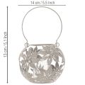 Wind light metal hanging decoration decorative lantern gray Ø14cm H13cm | Floristik24.ie