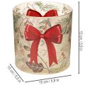 Glass votive candle holder with red ribbon and winter branches, 15cm | Floristik24.ie