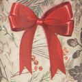 Glass votive candle holder with Christmas branches and red ribbon, 8cm, 2 pieces | Floristik24.ie