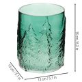 Glass tealight holder with fir trees in relief, Christmas decoration, 16cm | Floristik24.ie