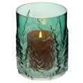 Glass tealight holder with fir