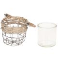 Lantern tealight holder glass metal willow Ø10.5cm 3pcs | Floristik24.ie