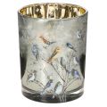 Floristik24 Candle holder with birds, winter design, glossy, 12cm