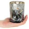 Candle holder with birds, winter design, glossy, 12cm | Floristik24.ie