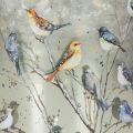 Candle holder with birds, winter design, glossy, 12cm | Floristik24.ie