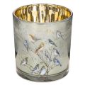 Floristik24 Glass tealight holder with bird and snowflake motif, 8cm, 2 pieces