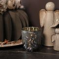 Glass tealight holder with bird and snowflake motif, 8cm, 2 pieces | Floristik24.ie