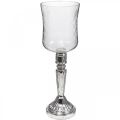 Floristik24 Lantern glass candle glass antique look clear, silver Ø11.5cm H34.5cm