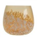Floristik24 Lantern glass tealight holder glass decoration brown white Ø8cm 4pcs