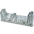Row of houses, metal decoration for lighting, Advent decoration, silver lantern L52cm H20cm | Floristik24.ie