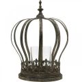 Crown as a lantern, candle decoration, metal crown, antique look, H28cm, Ø21cm | Floristik24.ie