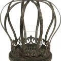 Crown as a lantern, candle decoration, metal crown, antique look, H28cm, Ø21cm | Floristik24.ie