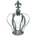 Floristik24 Lantern crown gray with glass Ø12.5cm H18cm 1p