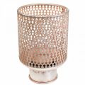 Floristik24 Lantern metal candle holder glass silver pink Ø18cm H27cm