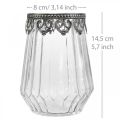 Floristik24 Lantern vintage, candle glass with metal decoration Ø11.5cm H15cm