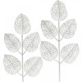Floristik24 Winter decoration, deco leaves, artificial branch white glitter L36cm 10p