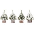 Winter decoration Christmas tree in green white Ø7cm H14cm 4pcs | Floristik24.ie