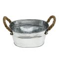 Floristik24 Zinc bowl with rope handles glossy 12cm x 17cm